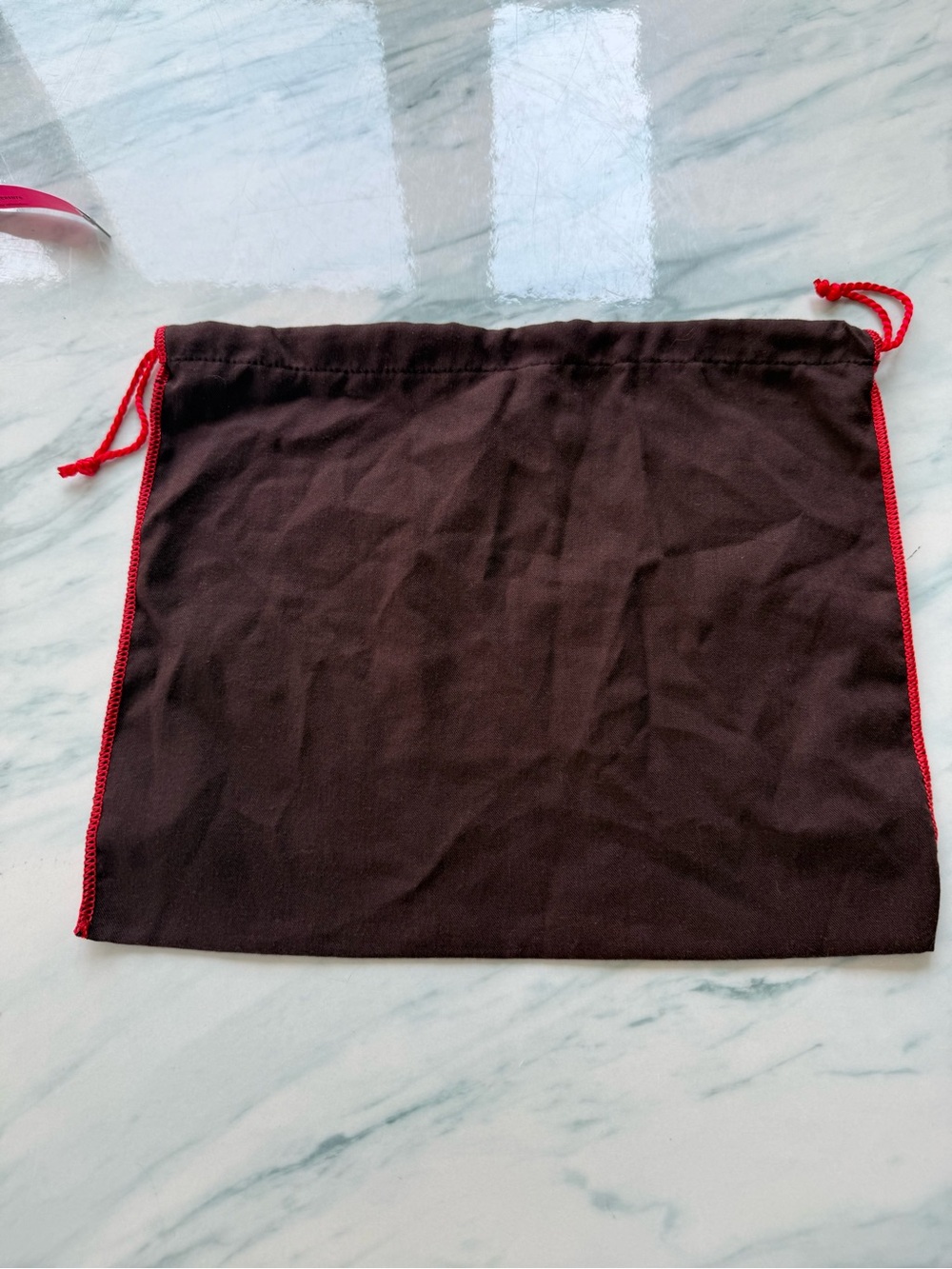 Coach Brown Drawstring Dust Pouch with Red Trim - Picture 2 of 4